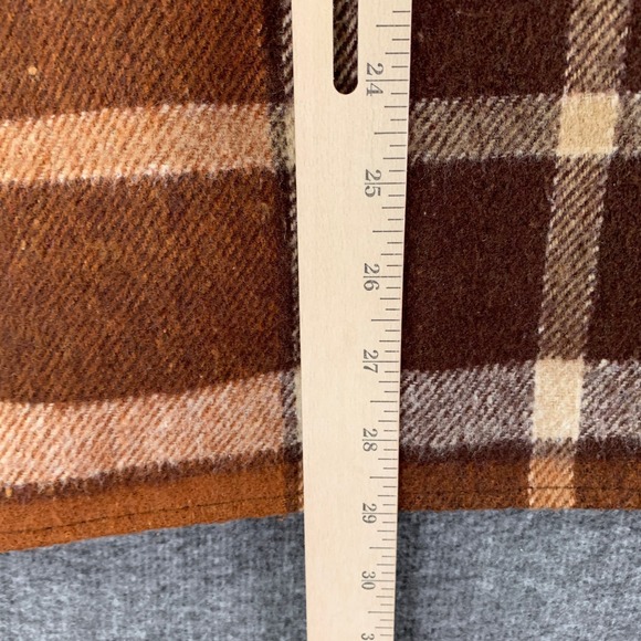 Vintage Sears Flannel Shirt Men Large Shacket 70's Hippie Brown Plaid Outerwear - Picture 9 of 12